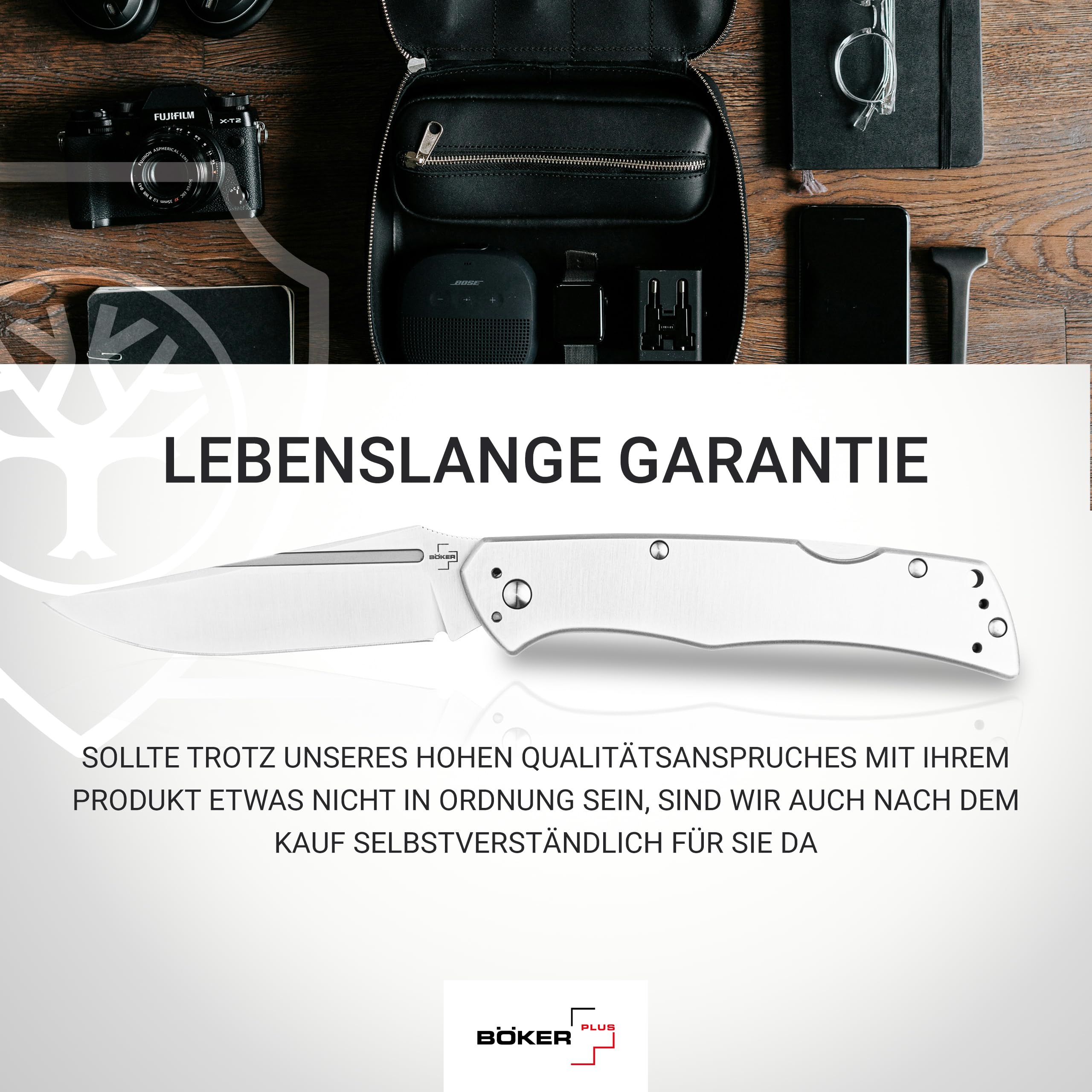 BÖKER PLUS® MEK - modernes Taschenmesser mit Backlock - hochwertiges Klappmesser mit Nagelhau - 42a konformes Zweihand-Messer mit 10,7 cm Nitro-V Droppoint Klinge - 2 Hand Messer mit Clip