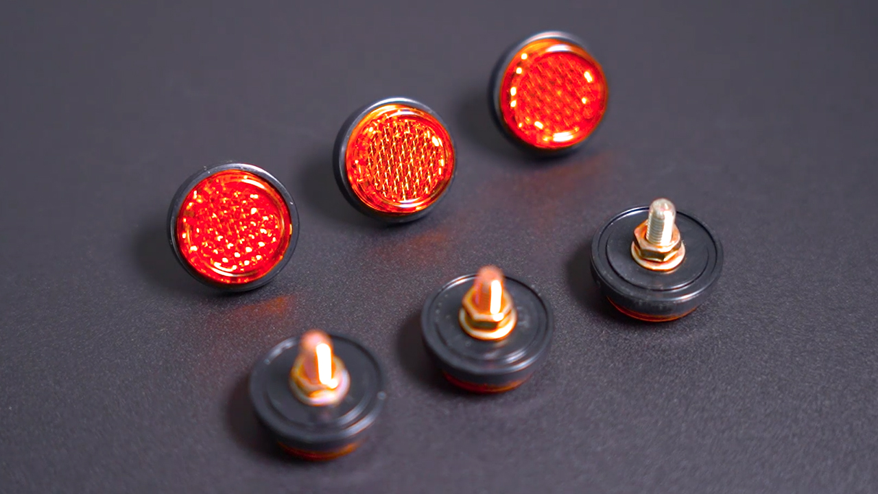 6-Piece Red Mini Reflector Bolt Set - M5 License Plate Screws For Motorcycles, Bikes & Trailers