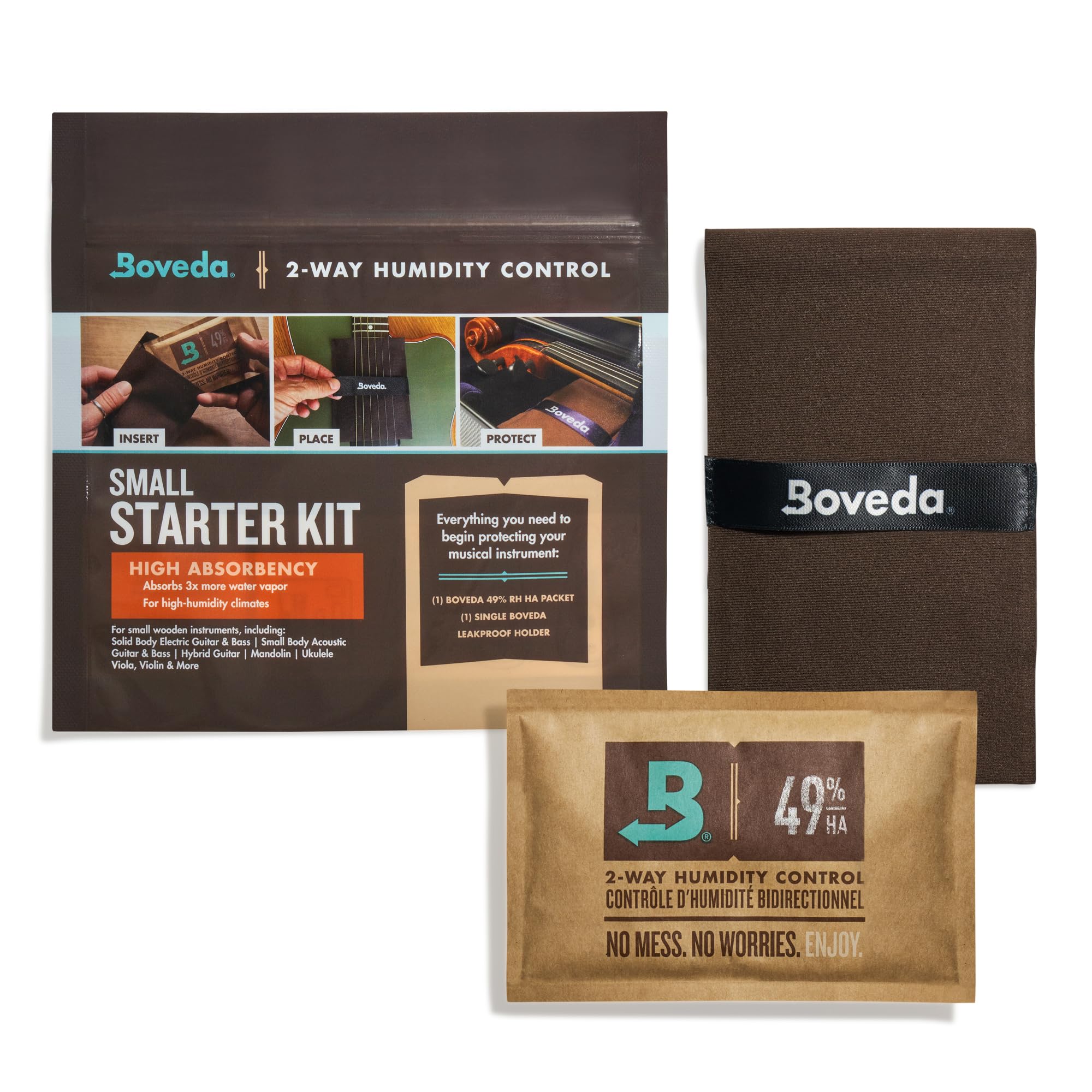 BovedaMusic HIGH ABSORBENCY Small Starter Kit - (1) 49% RH High Absorbency Boveda-Two-Way Humidity Control for EXTREME HUMIDITY CLIMATES ONLY-For Ukulele, Violin, Clarinet & Small Wooden Instruments