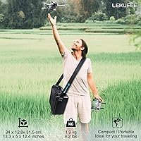 Vista 5 de Lekufee Funda rígida impermeable para DJI Mini 4 Pro/4/3 Pro/Mini 3, Fly More Combo, DJI RC 2/RC, RC N3/2/1 mando a distancia y accesorios