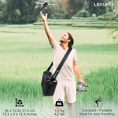 Miniatura 5 de Lekufee Estuche rígido impermeable para DJI Mini 4 Pro/4/3 Pro/3 Drone y RC 2/RC/N2/N1 Controlador y accesorios