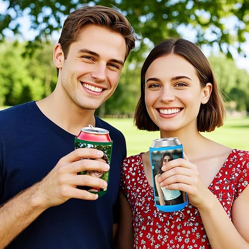 Miniatura 7 de Fundas para enfriadores de latas, 20 unidades, con aislamiento de neopreno, con logotipo de texto fotográfico personalizado, a granel para hombres,