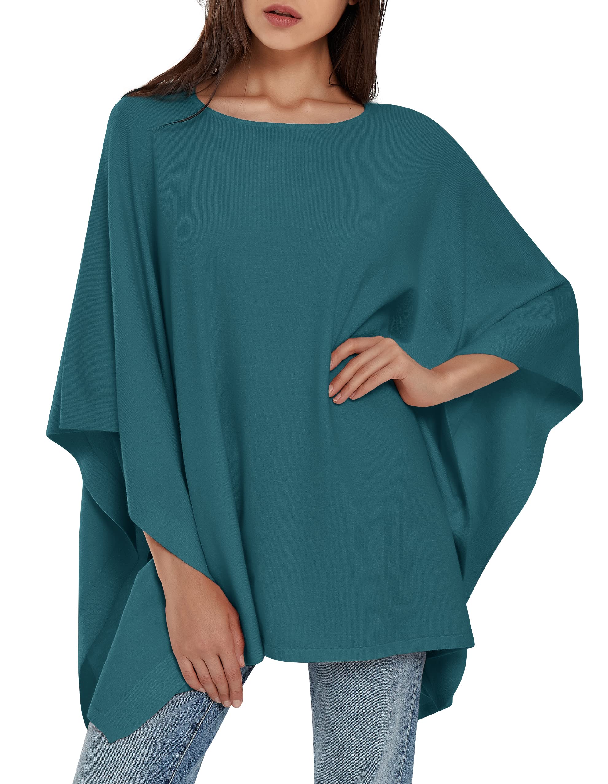 PULI Women's Pullover Poncho Sweater Knit Layering Top Travel