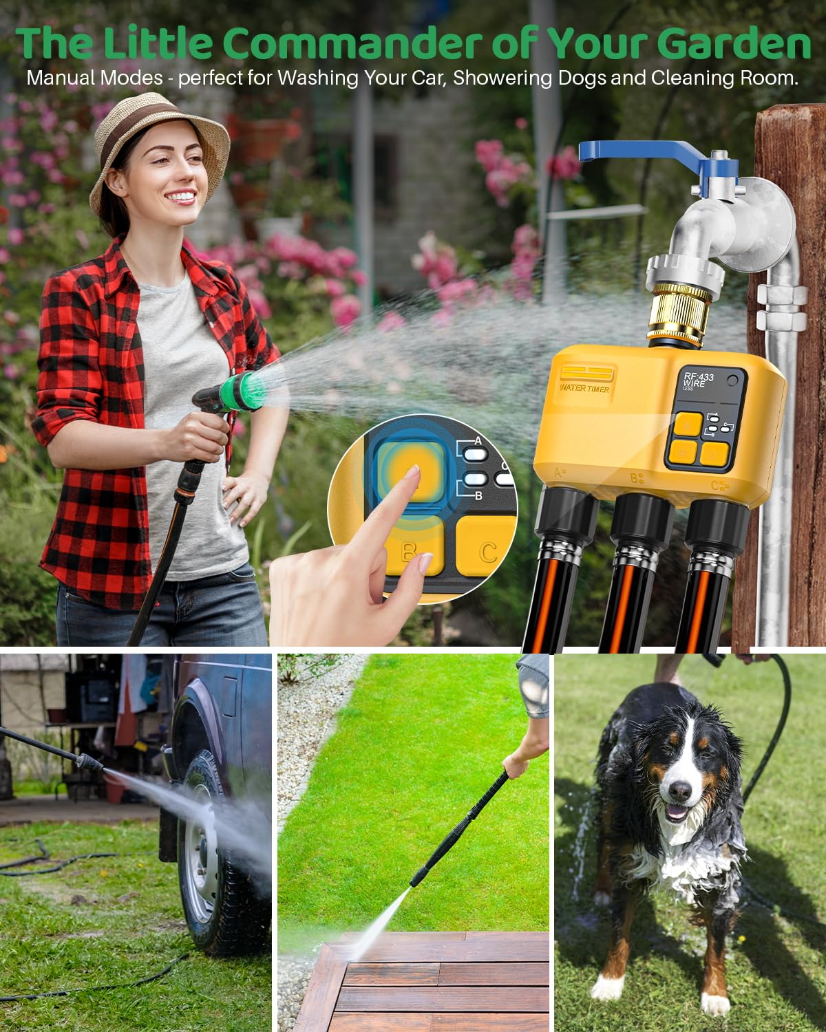 Programmateur Arrosage Connecté 3 Voies Automatique WiFi avec RF433 Technologie Programmable Irrigation Timer pour Jardin