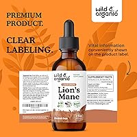 Vista 9 de Wild & Organic Gotas líquidas de melena de leones, apoyo para el enfoque y el cerebro, suplemento de melena de león, tintura de extracto de hongo