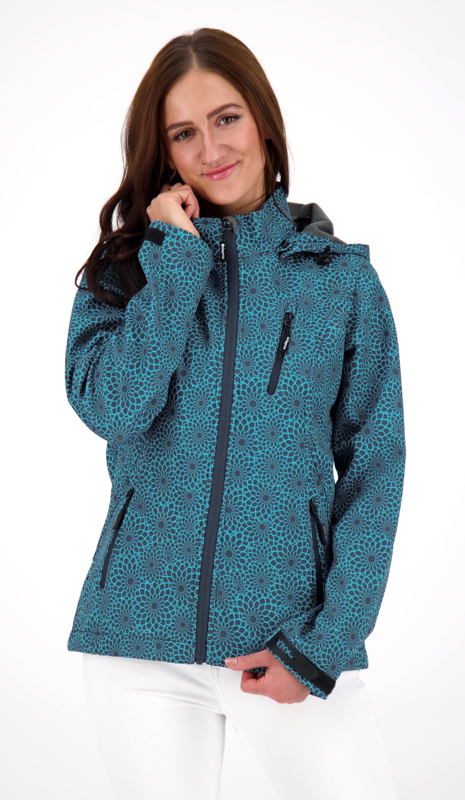 DEPROC-Active Damen Damen Softshelljacke mit Abnehmbarer Kapuze Übergangsjacke Windbreaker Shelby Peak Softshelljacke
