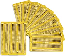 PCB Board Prototyping Board Breadboard Solderable Protoboard Circuit Board Double-Sided for DIY Electronic Projects Compatible with (10 Pieces, Yellow)