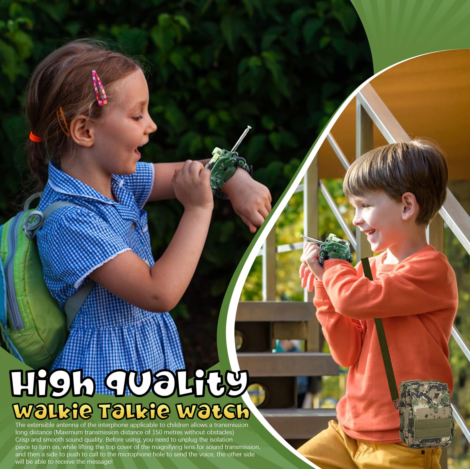 Walkie Talkies Watch Set for Kids Outdoor Explorer Binoculars Camping Gear Kit Adventure Game, Cool Spy Gadgets for Boy Girls - Image 4