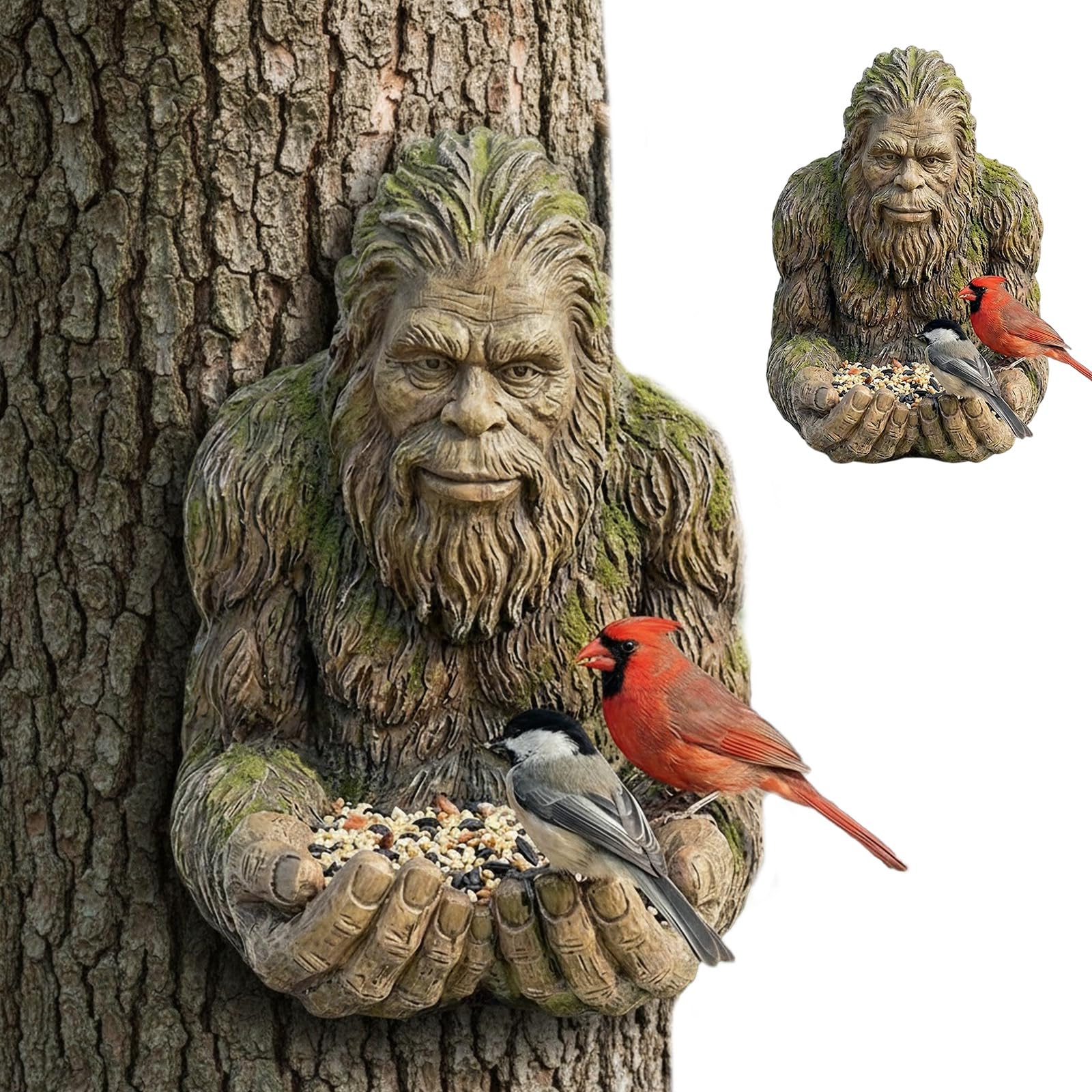 Himalaya - Scultura di assunzione di cibo per uccelli con foro nascosto decorazione da giardino in resina per balcone terrazza