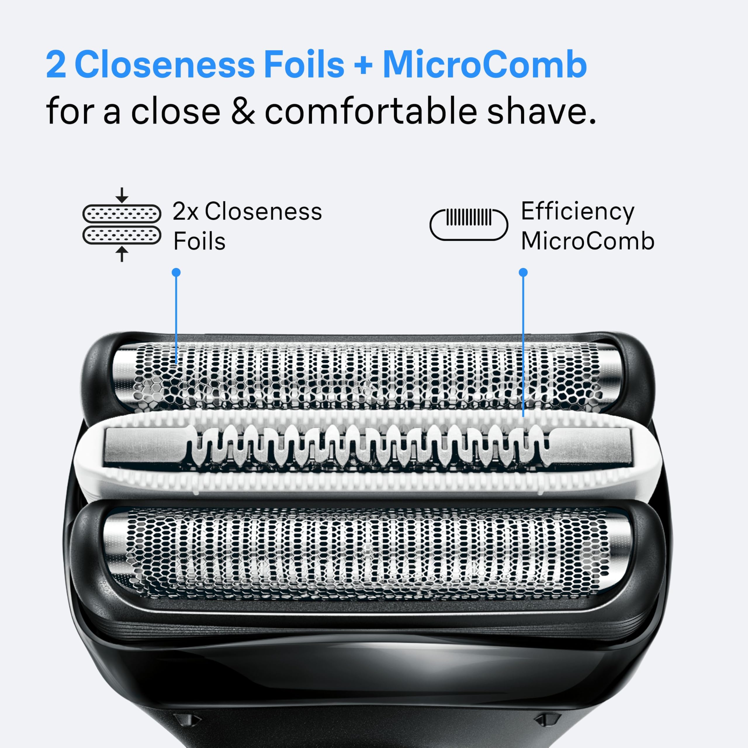 Braun Series 3+ Electric Shaver, 3 Flexible Blades, Wet & Dry Razor for Men with Beard Trimmer Attachment, +5 Combs, Efficiency MicroComb, Made in Germany, Includes Rechargeable Battery, 3010BT, Blue — view 3
