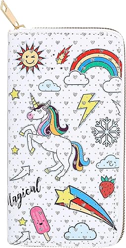 Rave Envy Lindas carteras de moda para mujer carteras pequeñas de moda para mujer Purpurina - Unicornio - Mágico Cartera grande