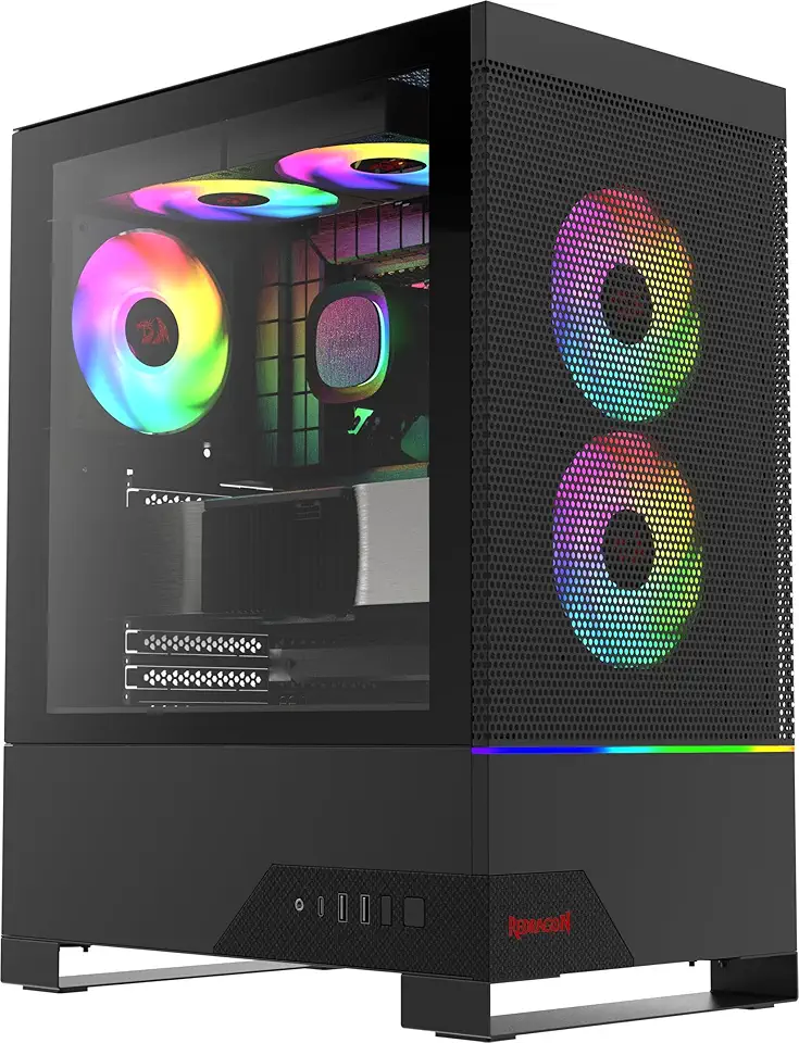 Gabinete Gamer Redragon Carbon RGB Preto Sem Fans Fibra de Carbono CA-610B