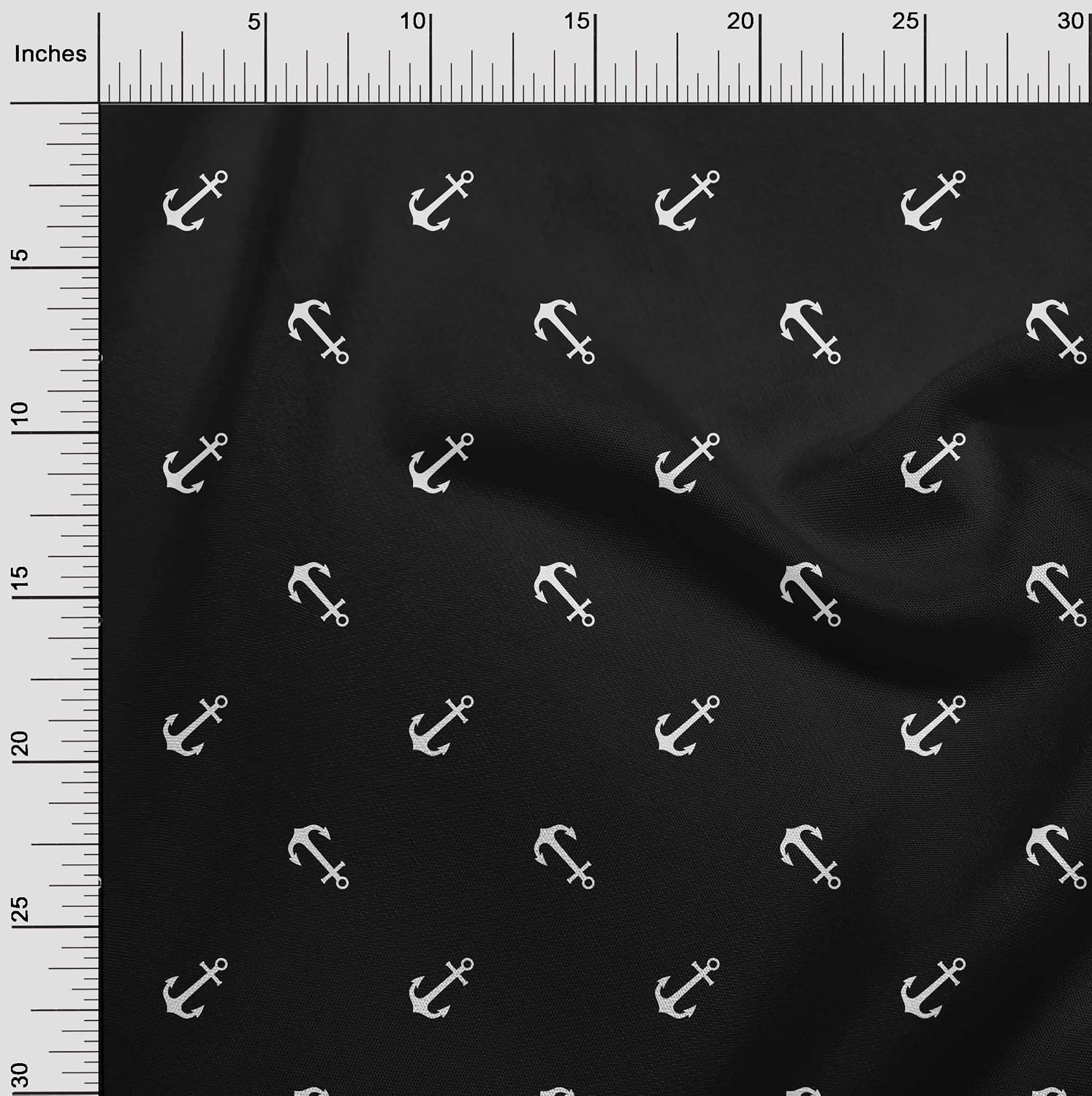 oneOone Cotton Flex Black Fabric Nautical Anchor DIY Clothing Quilting Fabric Print Fabric by Yard 40 Inch Wide