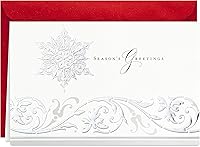 Hallmark Season's Greetings Snowflake Holiday Cards - 40 Elegant Foil Boxed Christmas Cards with Envelopes