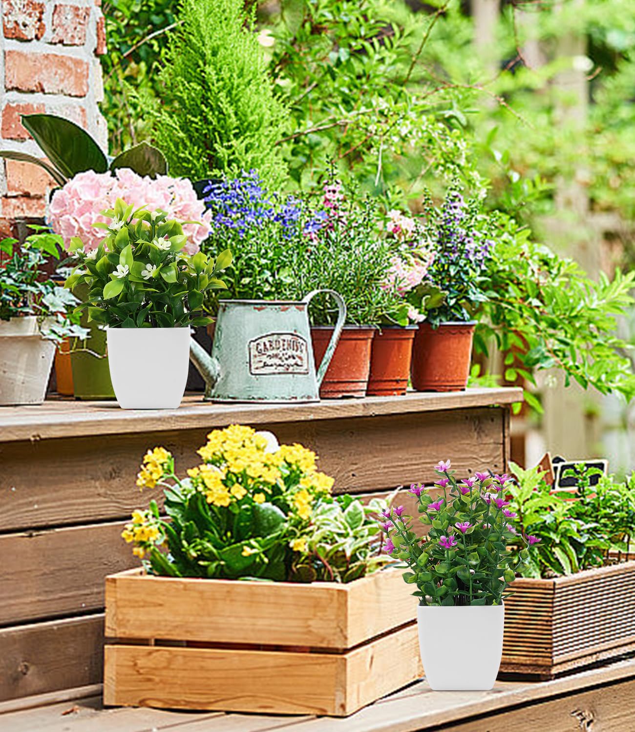 Fake Plant Laelfe 6 Pièces Petite Plantes Artificielles Avec Pot, Verdure Plastique Faux Plantes Mini Fausse Plante Interieur Pour Decoration Salle De Bain Bureau Table Maison Mini Plante Artificielle