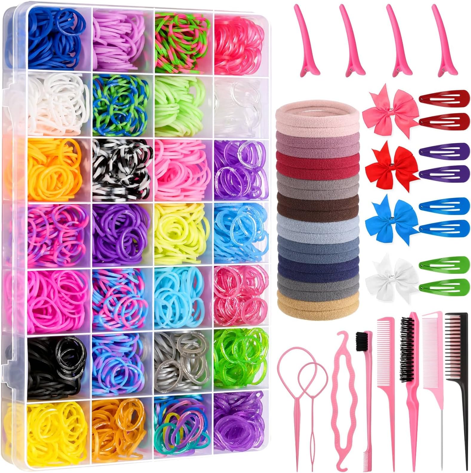 Amazon.com : Evatage Hair Rubber Bands, 2.8E+3 Count 28 Colors Hair ...