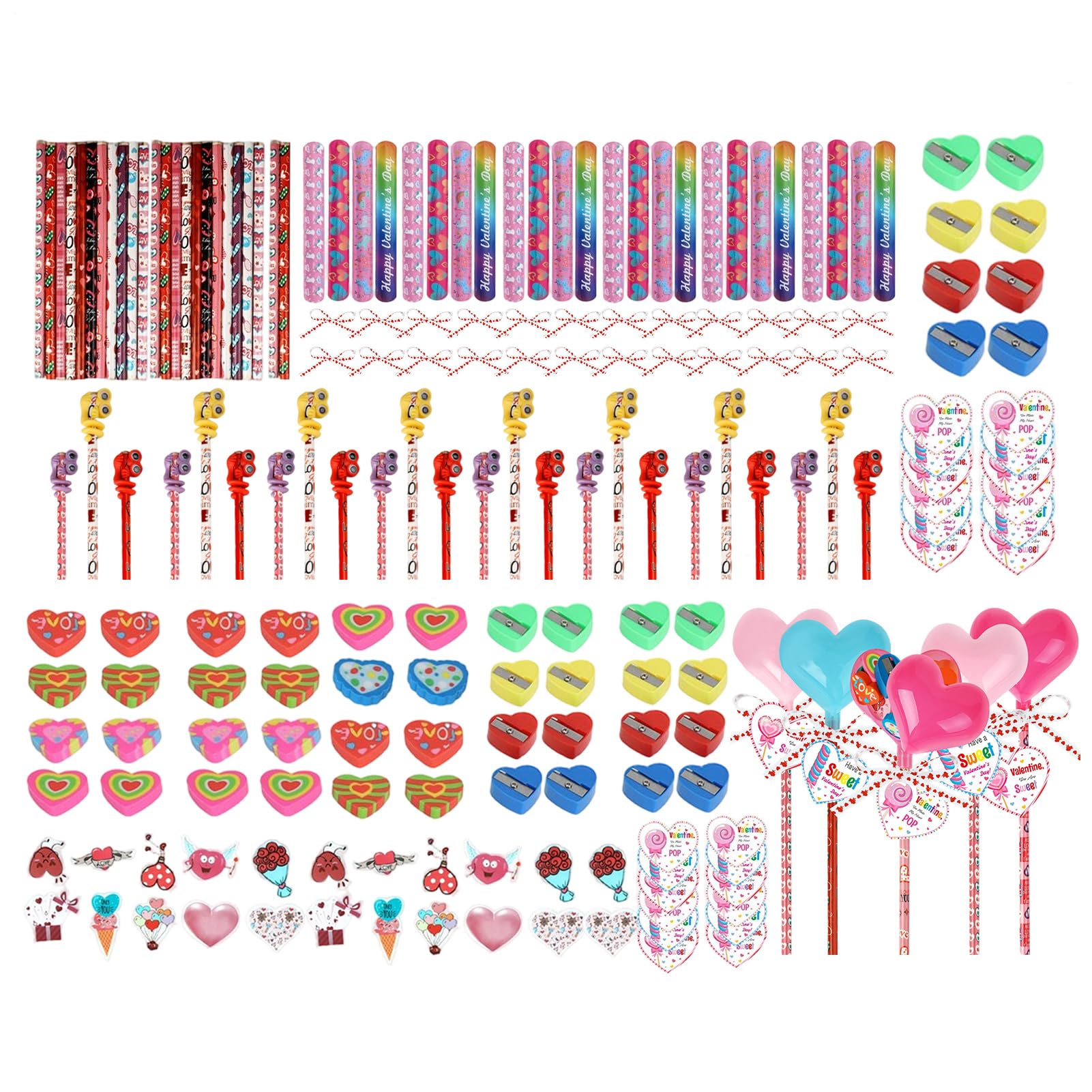 Cartoleria A Tema Cuori Set per la Scuola con Adesivi Festivi | Kit Creativo per Bambini Per Feste Scuola Casa Ufficio Regalini
