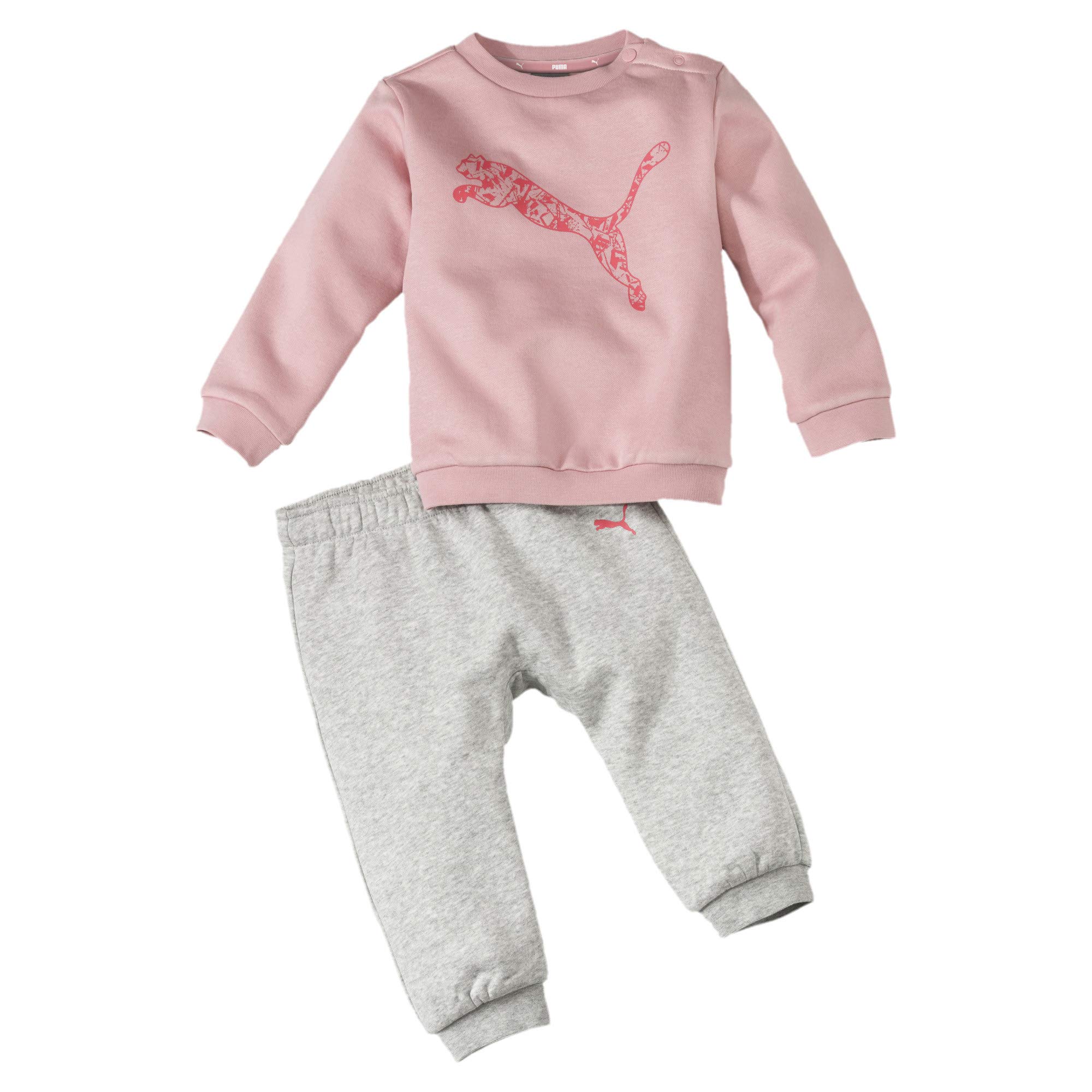 PUMA Girls Jog Suit Infant Minicats Baby Sweat Suit Top Pants Set Pink Grey 580305 14 New (18 Months)
