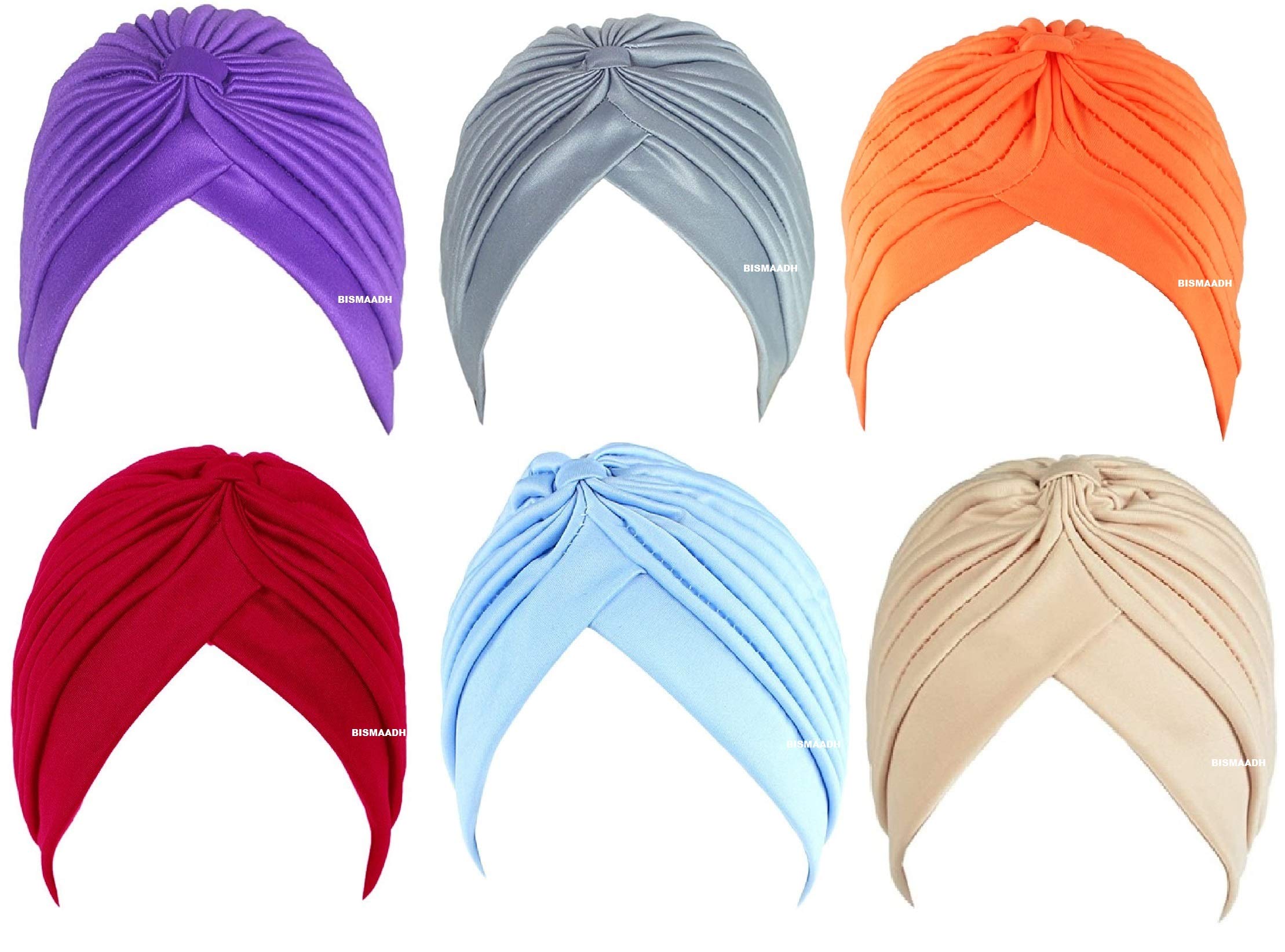 BISMAADH 6 Pcs Men & Women Pleated Head Wrap Knit Bonnet Turban/Pleated Stretchable Polyester Pagri Head Cover/Sun Cap (B08YM2FVDZ) Amazon Price History, Amazon Price Tracker