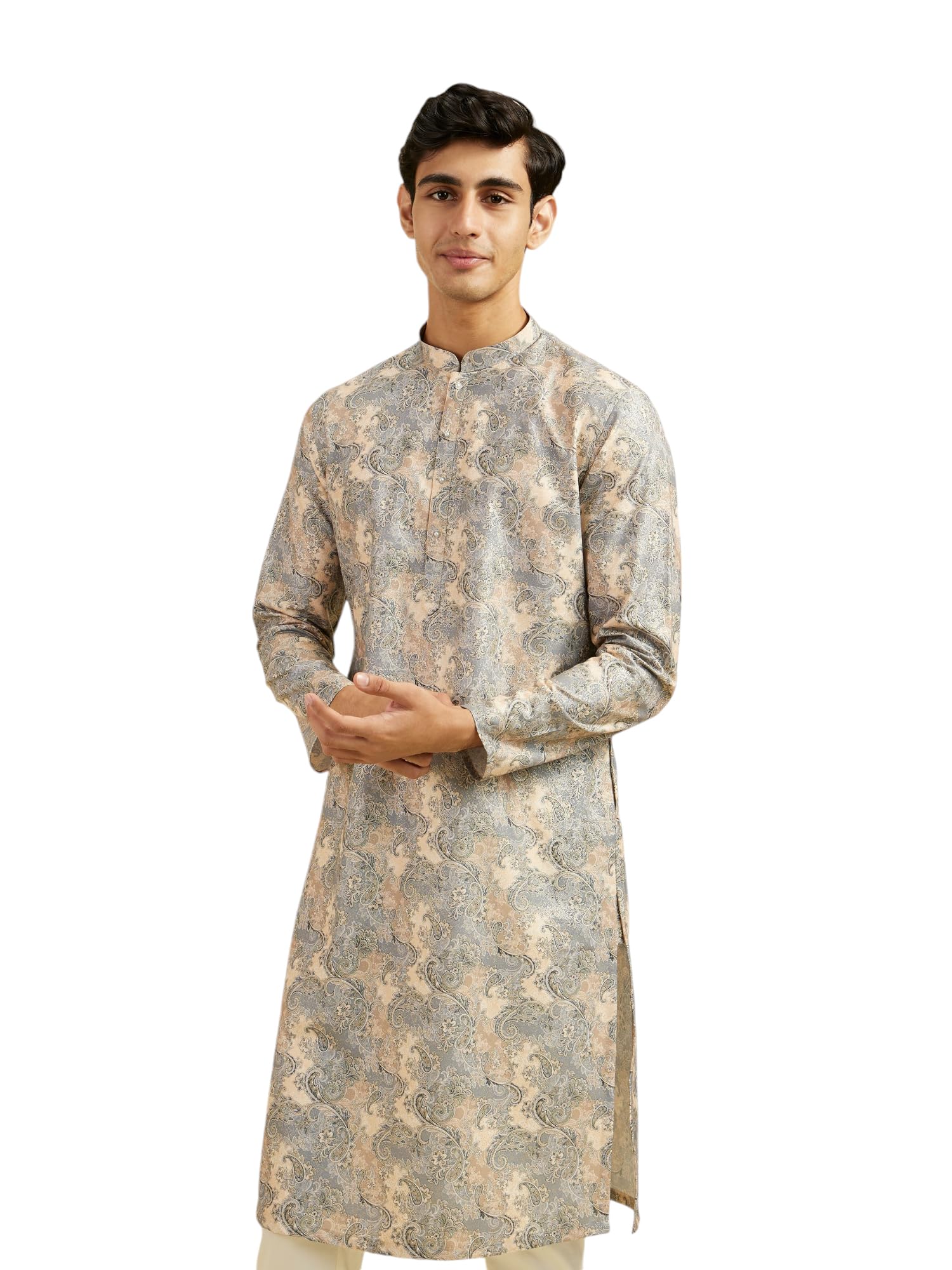 diwas by manyavar Men's Cotton Blend Printed Kurta (1pc)-picture-16
