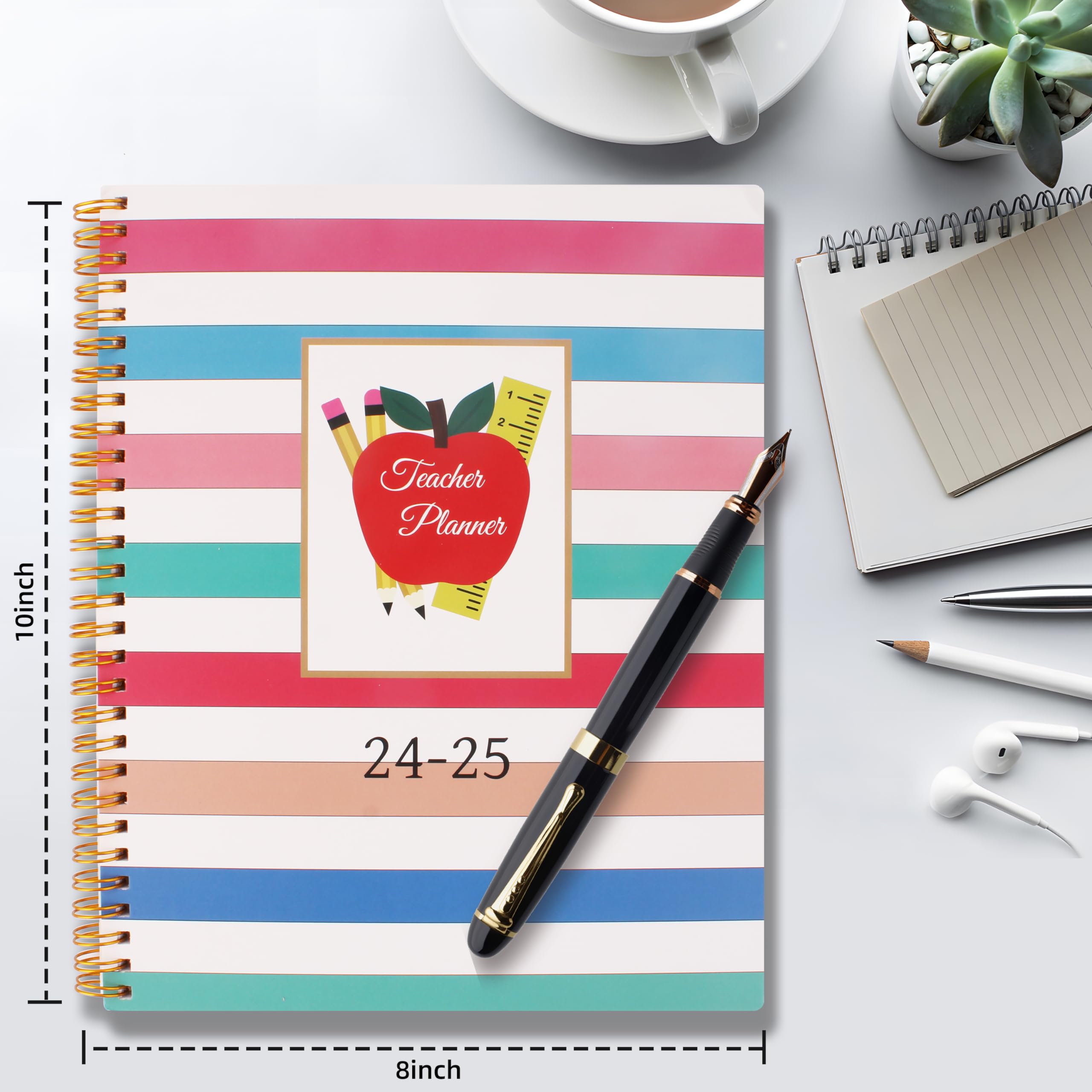 Planner per insegnanti 2024-2025, planner settimanale e mensile per insegnanti anno accademico 2024-2025, luglio 2024-giugno 2025, 19,8 x 24,9 cm, 2024-2025, agenda per insegnanti, con rilegatura a
