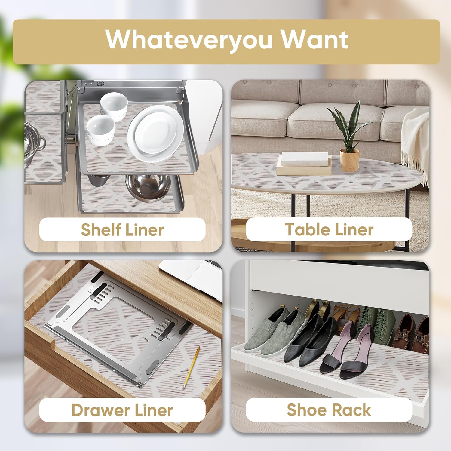 Drawer and Shelf Liner for Kitchen Cabinet, Cupboard, Desks, Pantry, Tool Box Waterproof Non Adhesive Non-Slip Easy to Clean 16in X 360in