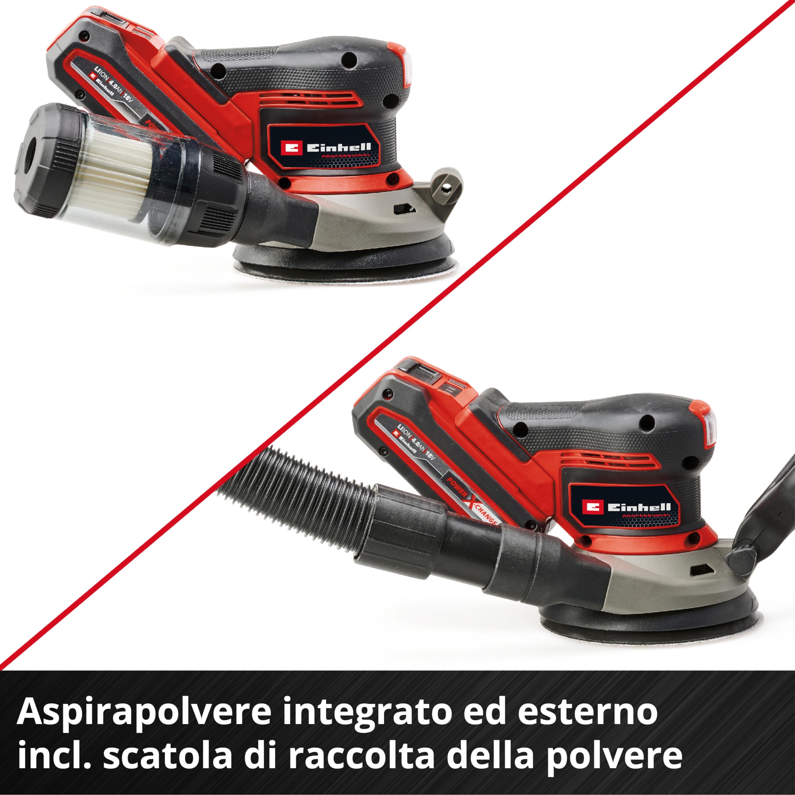 Levigatrice eccentrica Einhell Professional TP-RS 18/32 Li BL-Solo Power X-Change (18 V, Brushless, circuito oscillante da 3,2 mm, disco abrasivo da 125 mm, inclusa carta abrasiva, batteria esclusa)