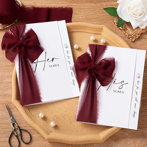 Miniatura 7 de DORIS HOME Cinta de gasa burdeos para ramo de flores, cinta de tela de 2 pulgadas x 21 yardas para envolver regalos, cinta deshilachada hecha a mano