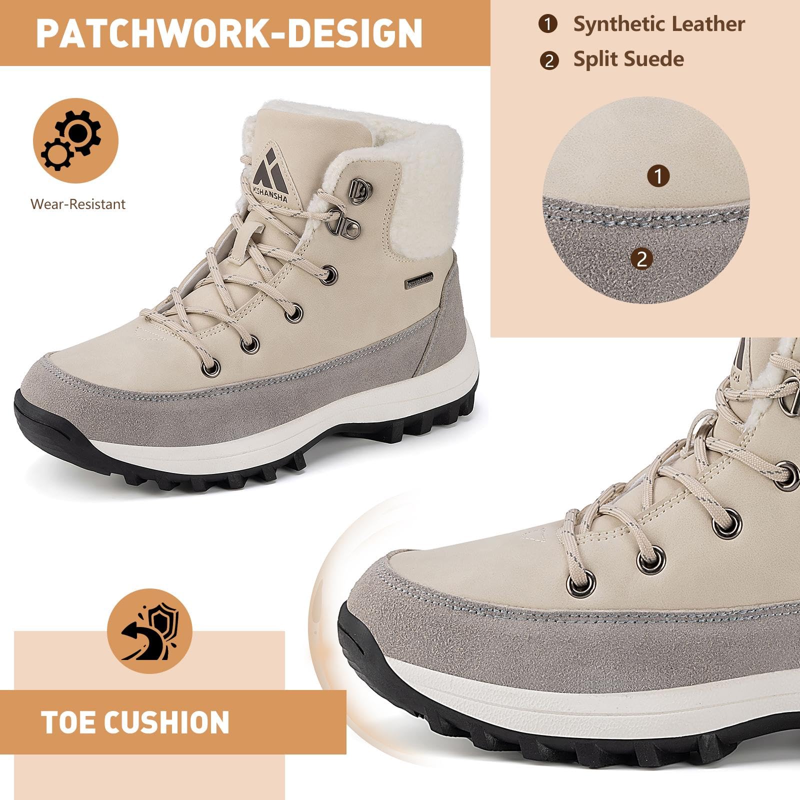 Mishansha Scarpe Invernali Donna Calde Antiscivolo Scarponcini da Neve EU 36-42