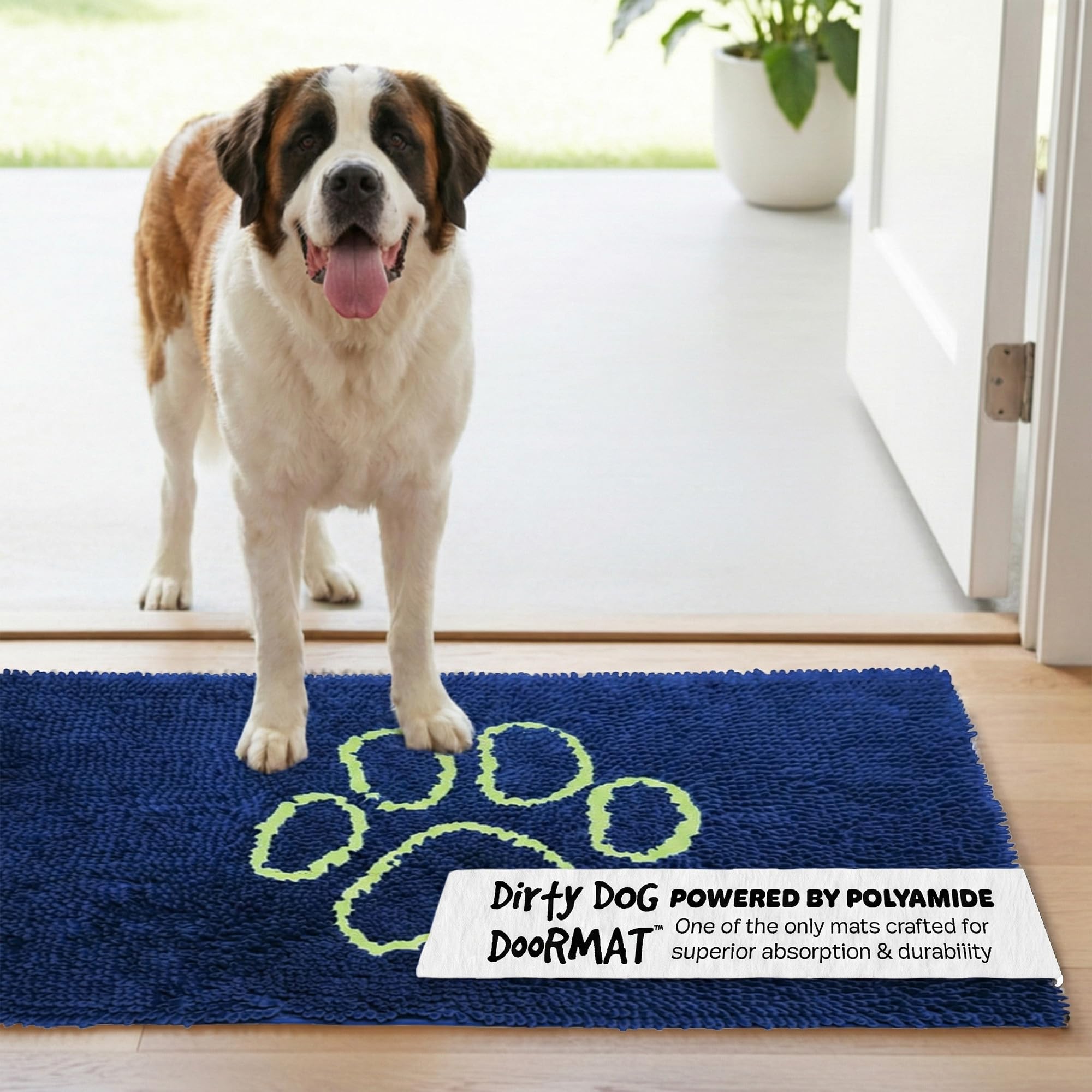 Dog Gone Smart Dirty Dog Microfiber Doormat, Super Absorbent Machine Washable with Non-Slip Backing, XL, Marine