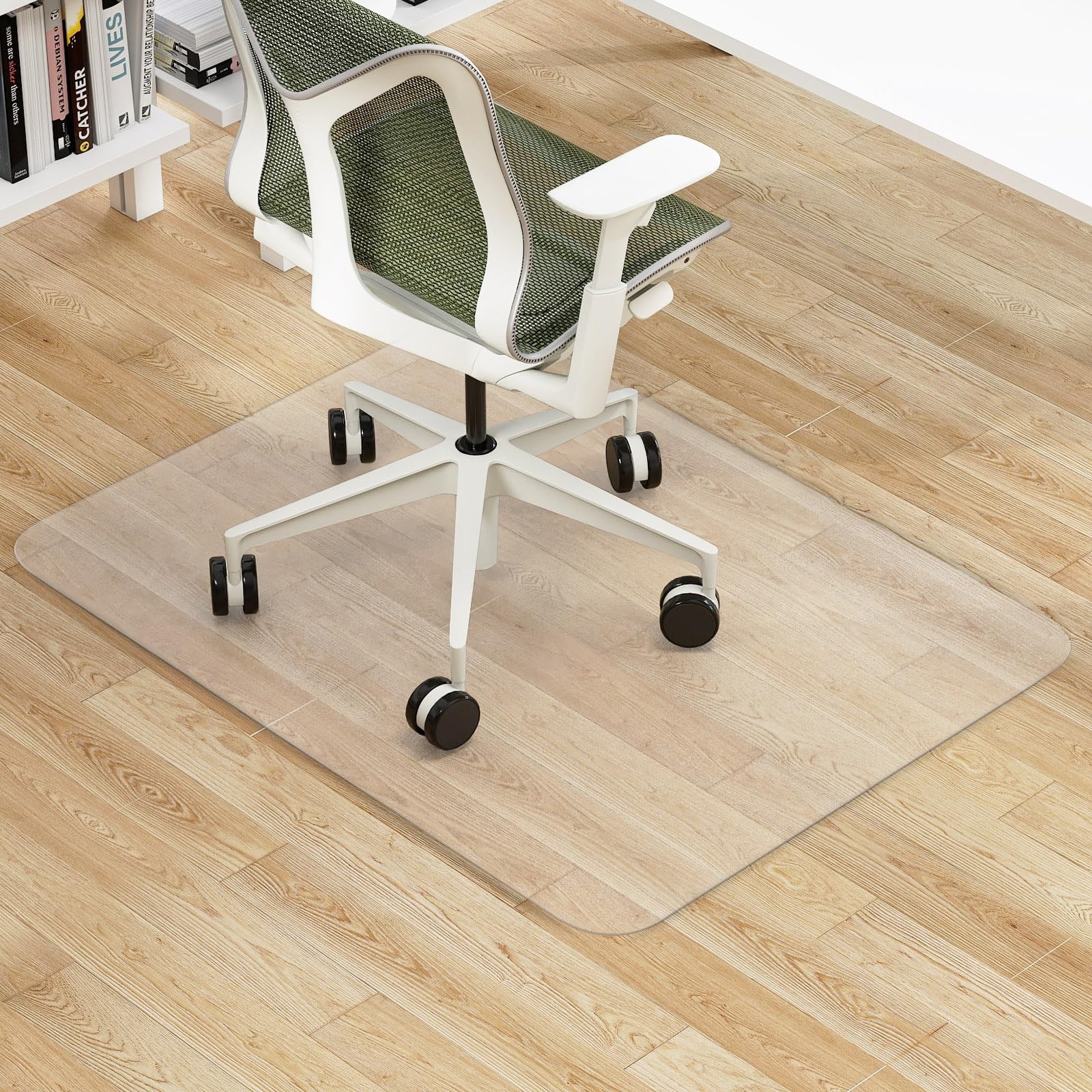 LIFEZEAL Protector de Suelo para Pisos Duros, 120x90 cm Alfombra Transparente para Oficina en PVC para Sillas con Ruedas, Protección para Suelo en Casa y Oficina (90 x 120 cm)