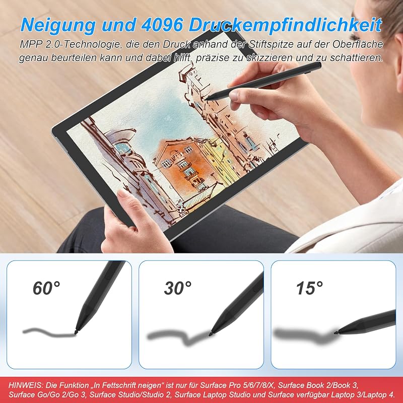 Pubiohs Surface Stylus Pen - Microsoft Surface Pro/Go/Laptop/Studio/Book, 4096 nyomásérzékenység