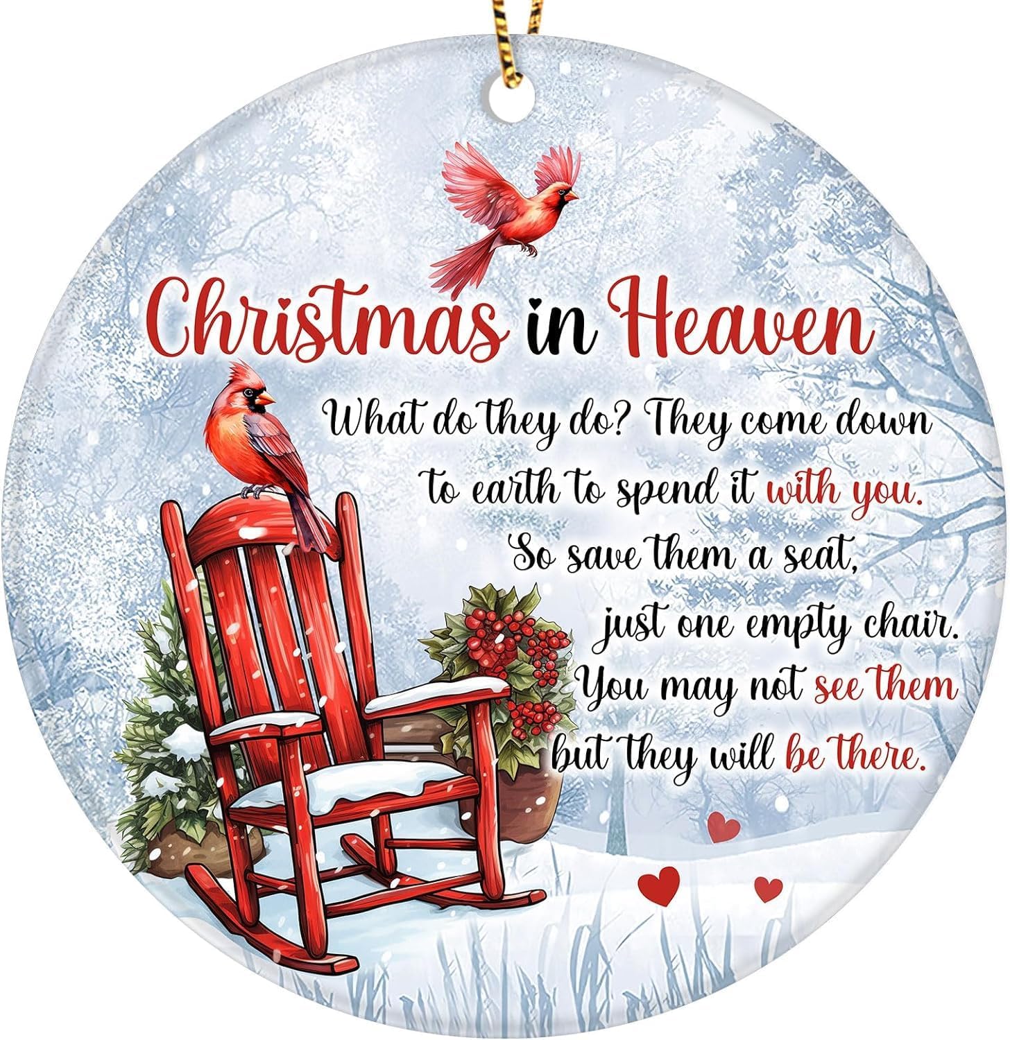 Christmas in Heaven Empty Chair Ornament Memorial Christmas Ornament