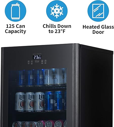 Miniatura 4 de NewAir Heladera de cerveza para 125 latas, mini nevera, pequeña máquina dispensadora de bebidas y bandeja de goteo WirthCo, color negro
