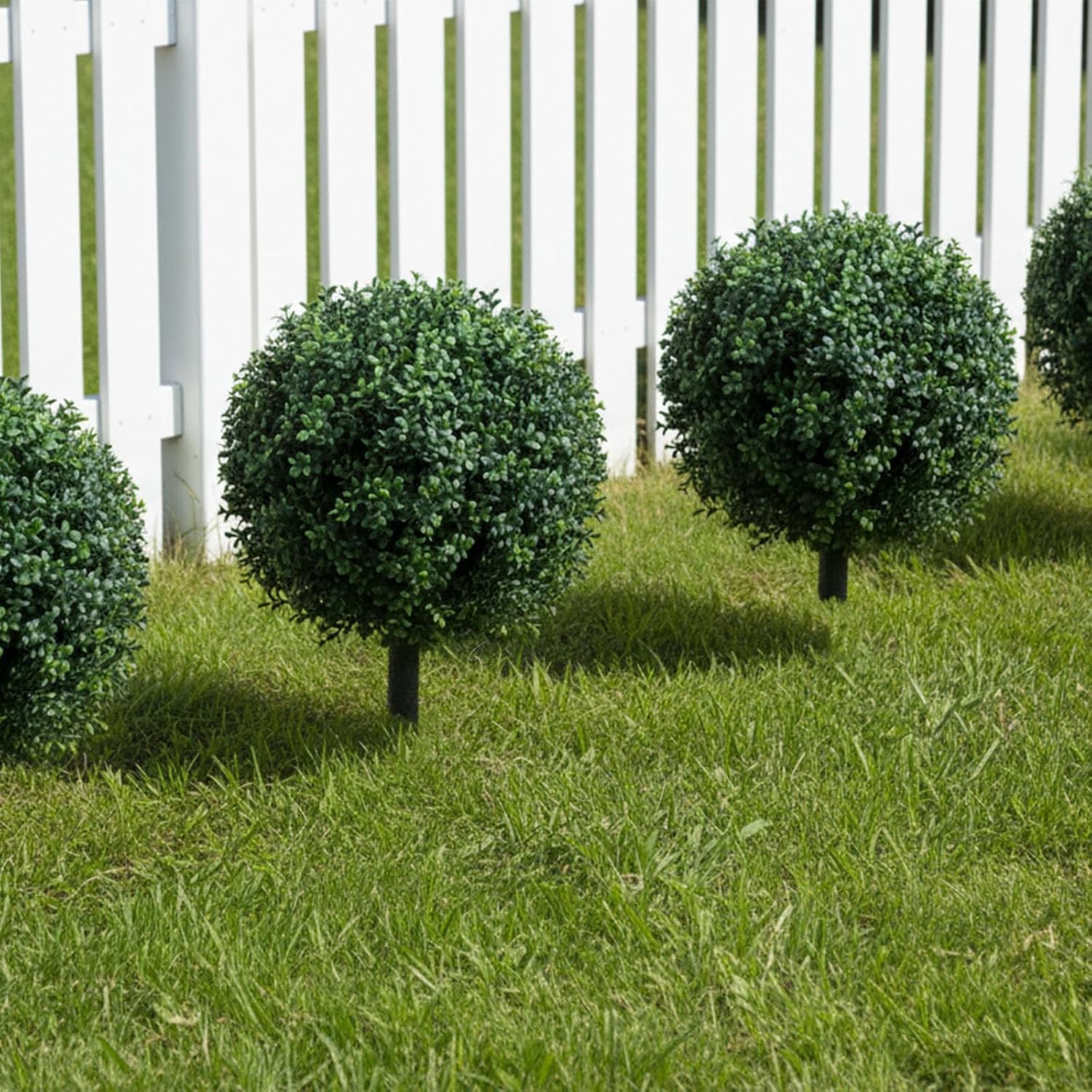 23 Inch Artificial Boxwood Topiary Balls Tree, UV Resistant Faux Boxwood Trees with Ground Spike, Perfect for Indoor & Outdoor Garden, Porch, Front Door, and Home Décor, Set of 2 - Image 5
