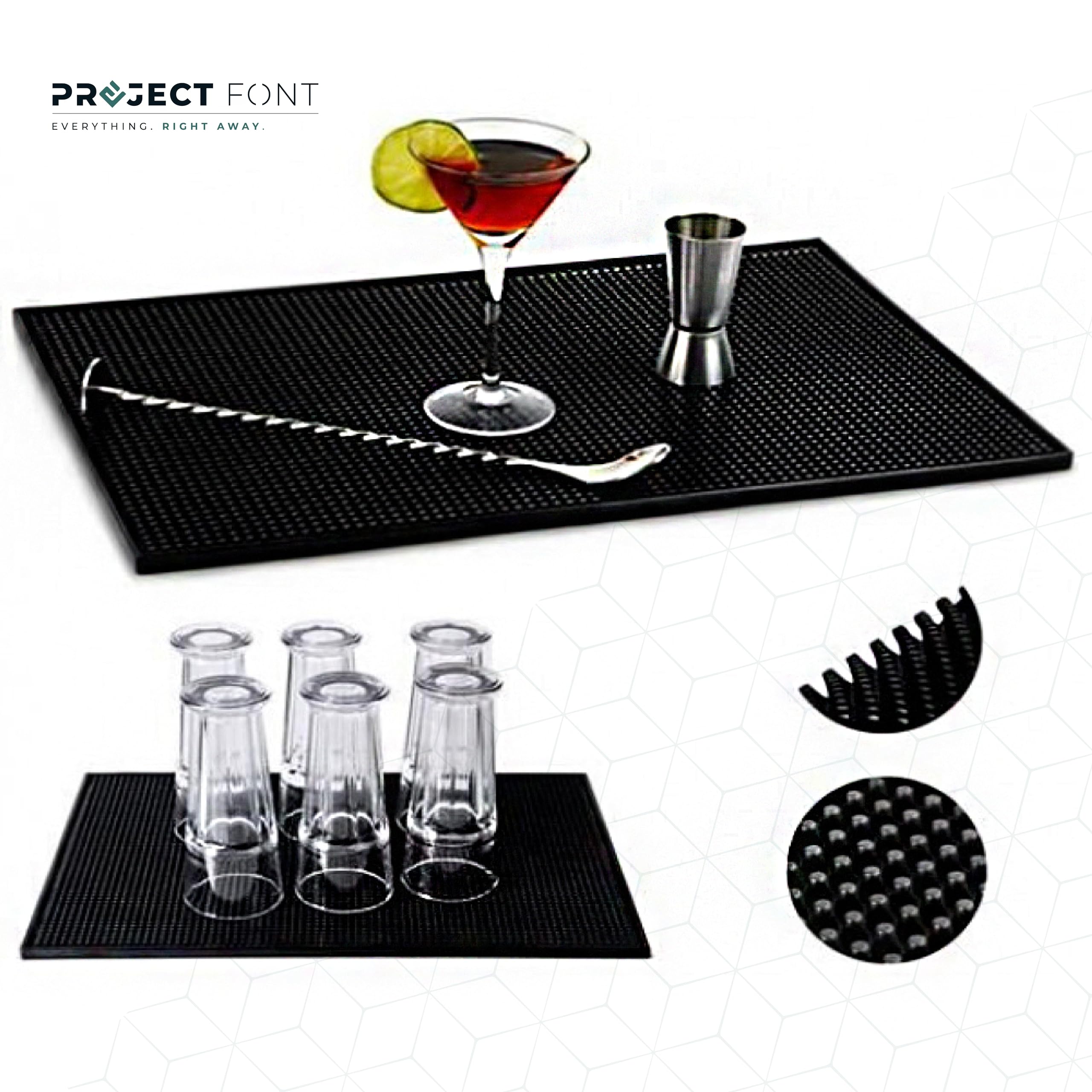 Tappetino Scolapiatti In Gomma Antiscivolo 30x45cm ProjectFont - Per Bar, Caffetteria E Cucina Domestica, Nero - Foto 2