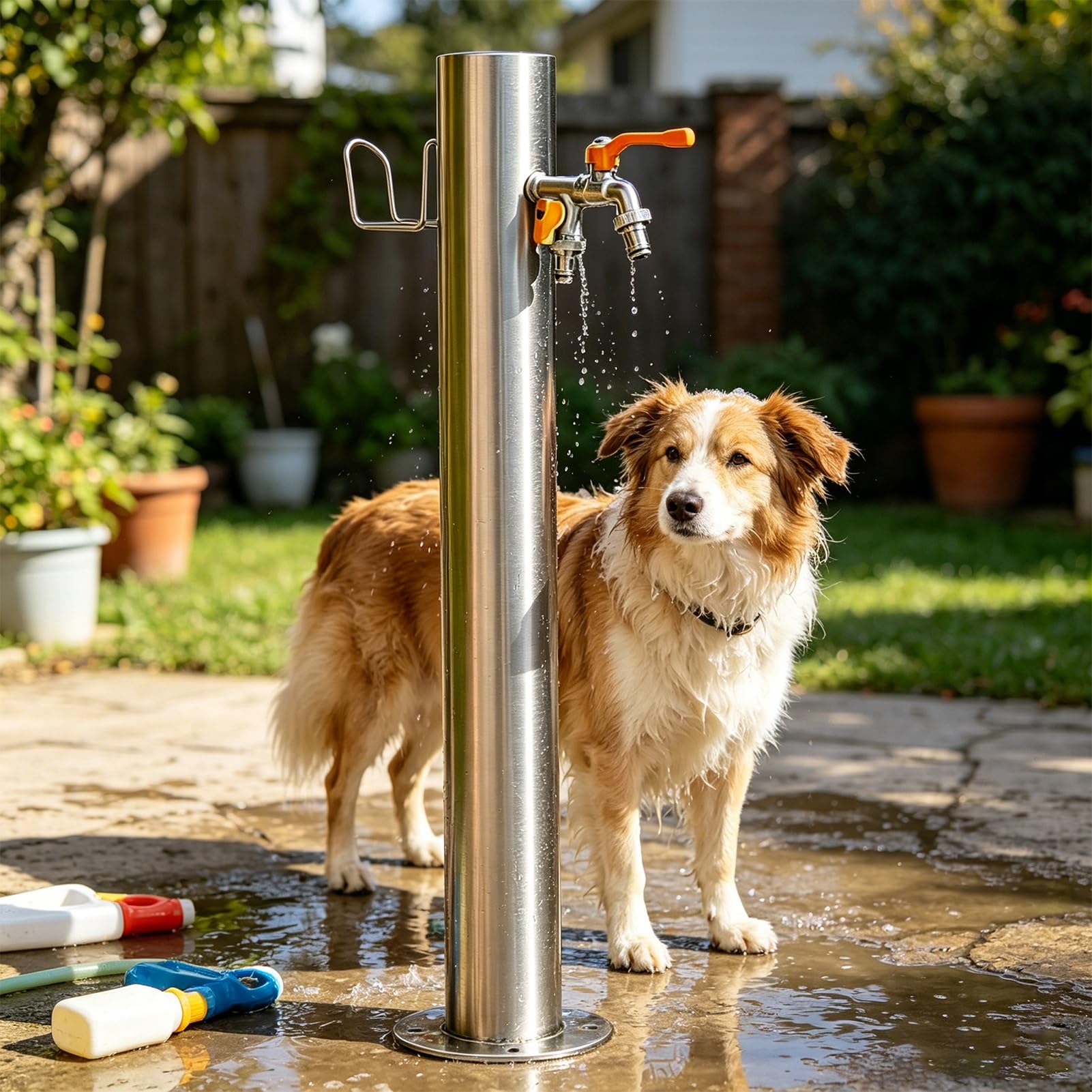 Lonmrrton B Outdoor Water Column Garden Water Tap, 304 Stainless Steel Yard Hydrant Freeze Proof Faucet Post For Ackyard Irrigation Pet Athing(,Height: 50Cm/19.7In)