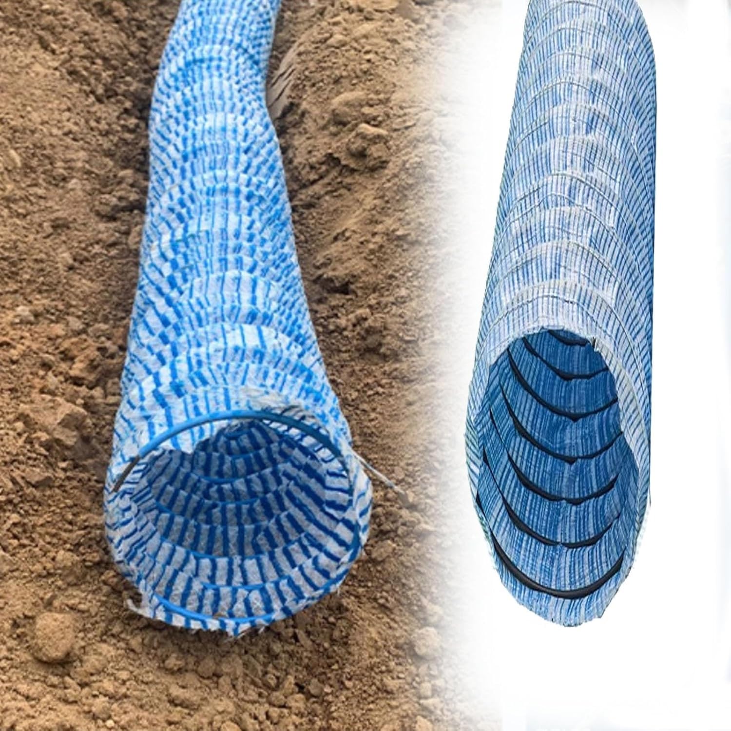 Tubería de Drenaje Francesa Perforada, Sistema de Drenaje subterráneo Esencial - Tubería de Drenaje Francesa Perforada corrugada de infiltración Suave de 2", 3", 4" y 6", para protección co