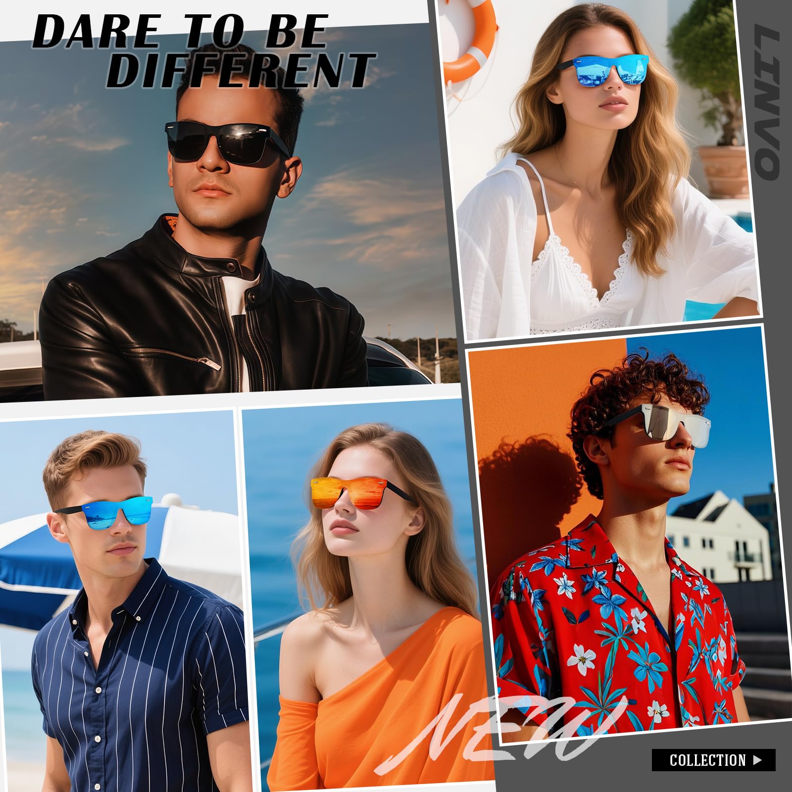 LINVO Sonnenbrille Herren Damen Polarisiert Klassisch Verspiegelt Modisch UV400 Schutz Unisex Brille für Autofahren Reisen
