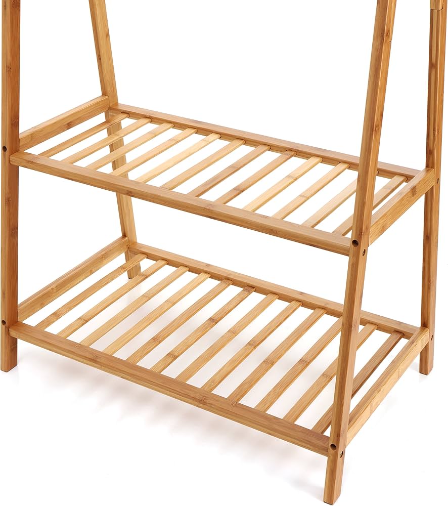 Amazon.com: Finnhomy Bamboo Clothes Rack Portable Extra Large