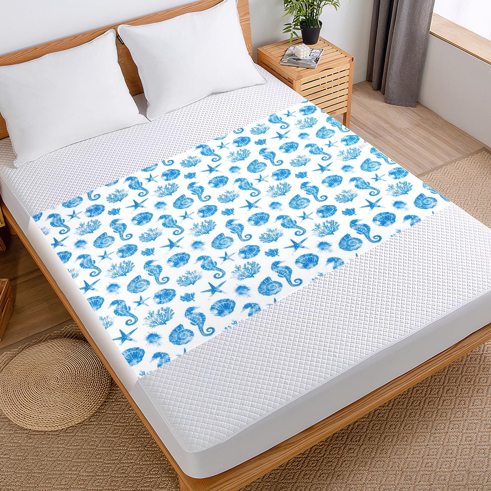 MOEMOE BABY Protector de Cama para incontinencia, 87 x 137 cm, Reutilizable, Lavable, Impermeable, para Cama Full
