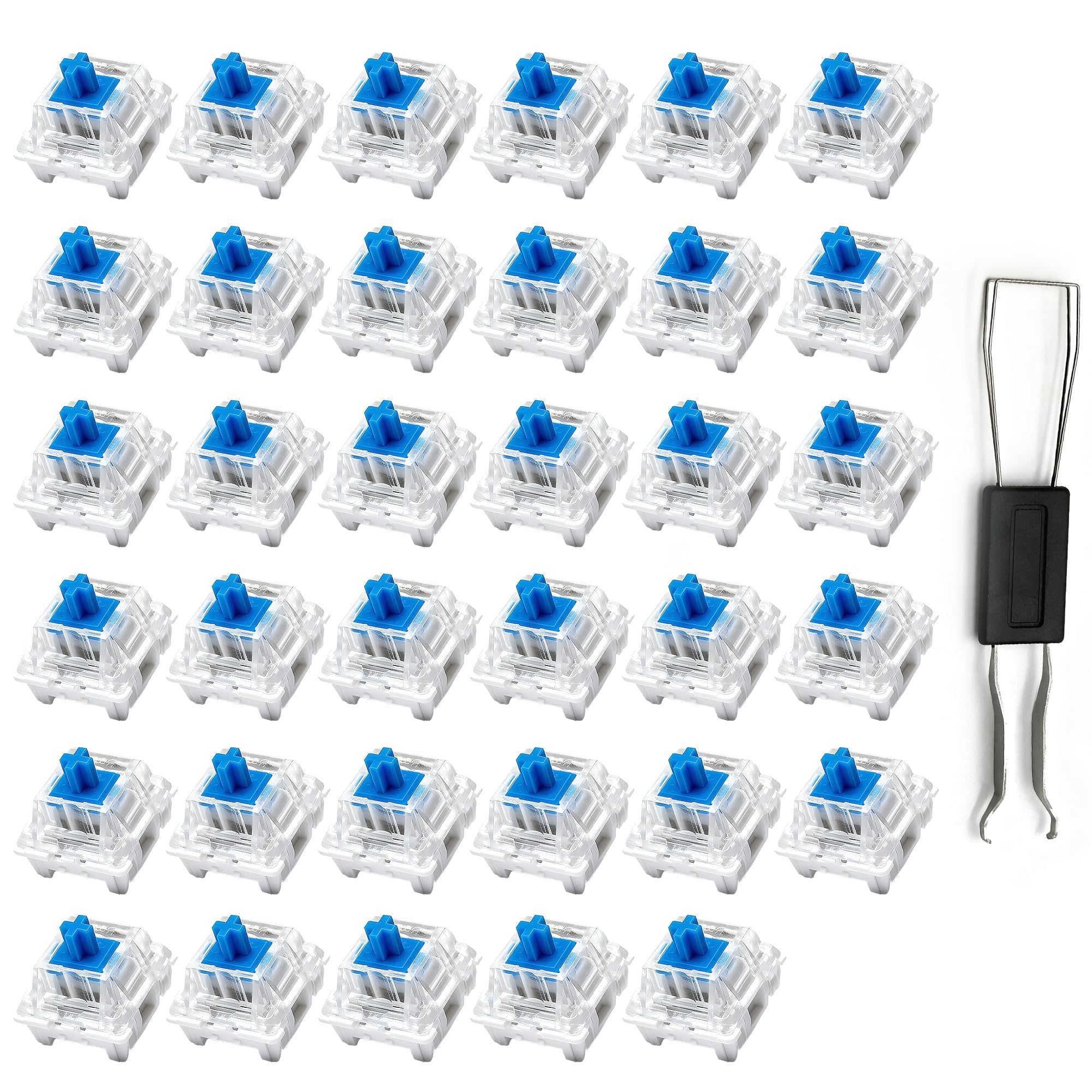 piercing 30Pcs Blue Switch Mechanical Keyboard, Mechanical Keyboard Switches, Switches 30-Pc Blue Clicky 3-Pin Tactile Set with Key Puller Universal-image-11