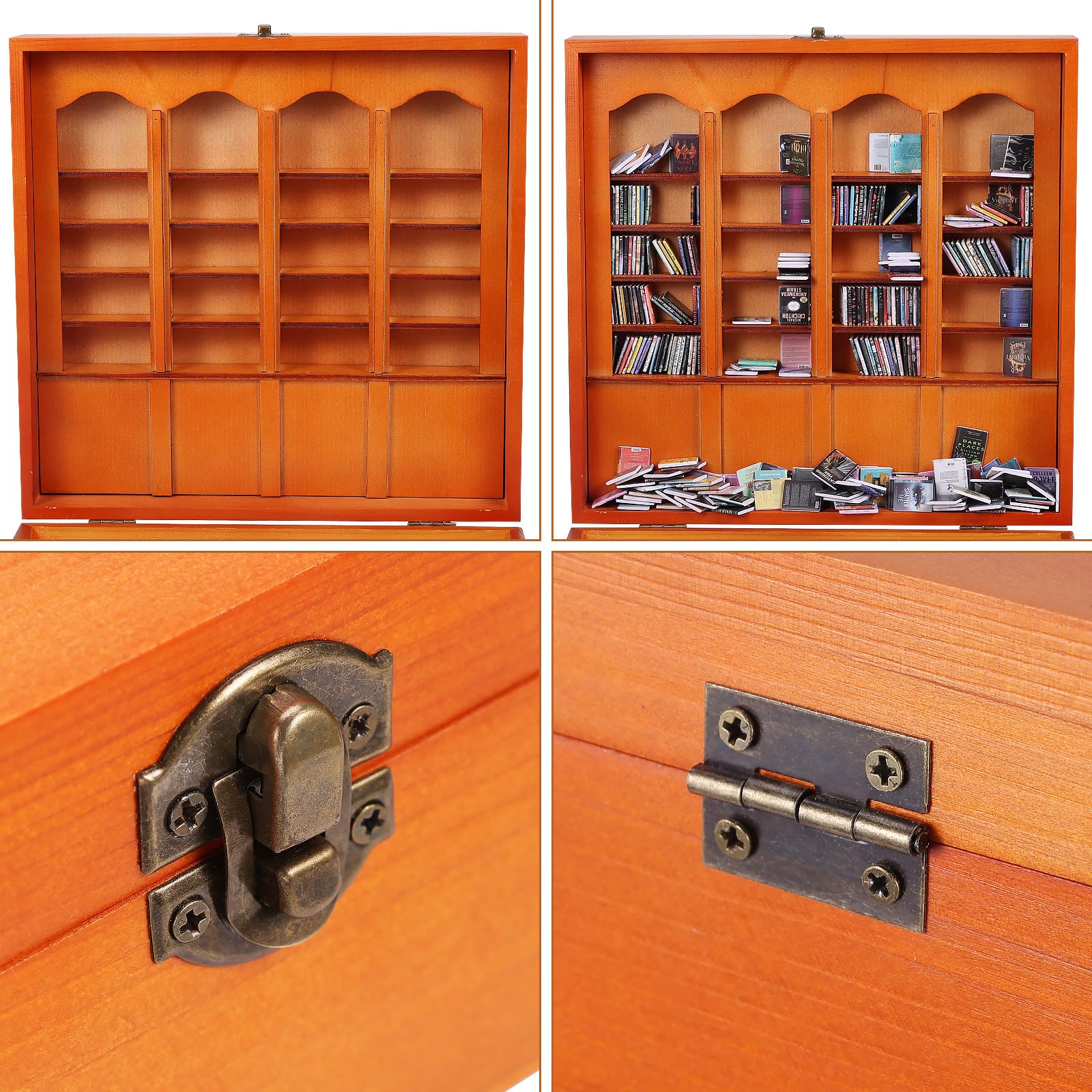 Libreria Anti-Stress In Miniatura Con 60 Micro Libri – Decorazione Da Scrivania Stile Antico Nero - 3