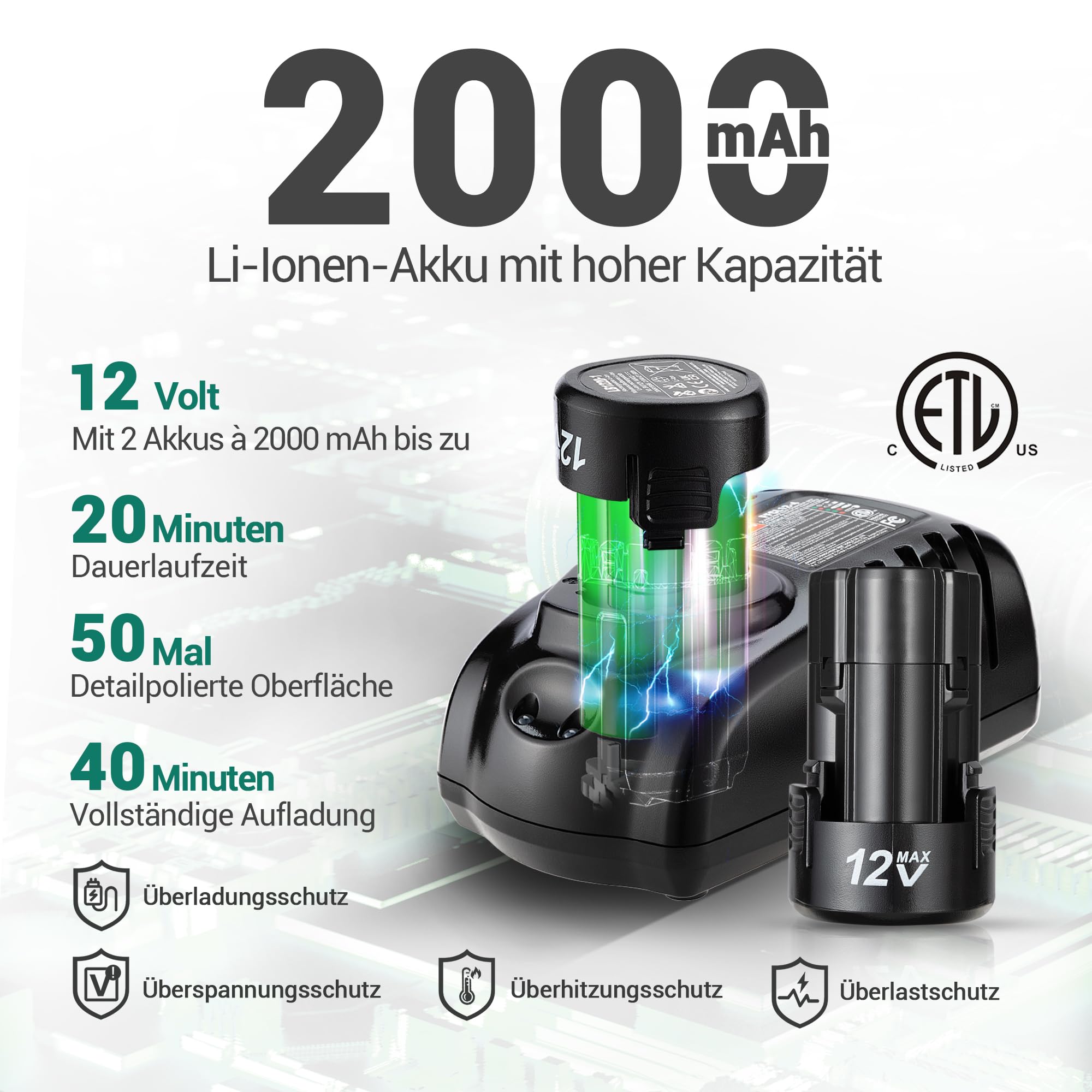 DCA Mini Poliermaschine Auto, 12V Akku Poliermaschine, 75mm Bürstenlose Auto Polierer und 50mm Schleifmaschine, 2x 2,0Ah Akkus, 2 Geschwindigkeit 2800-8300 U/min für die Autopflege Schleifen/Wachsen