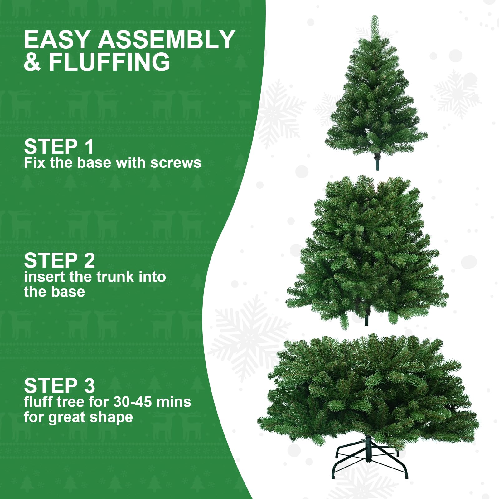 Kadunmina 6ft Artificial PVC Christmas Tree for Home,Office and Party Decoration, Premium Hinged Spruce Christmas Tree with 824 PVC & PE Branch Tips, Includes Metal Foldable Stand Easy Assembly