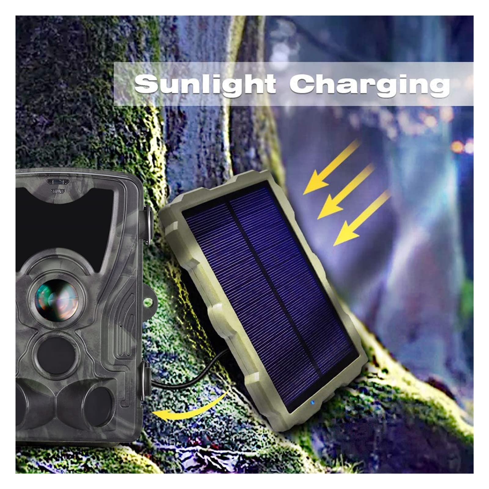 Pannello solare Trail Camera Pannello solare all'aperto impermeabile 3000 mAh batteria al litio for la caccia alla caccia fotocamera solare pannello solare Kit - Impermeabile di accensione del caricat