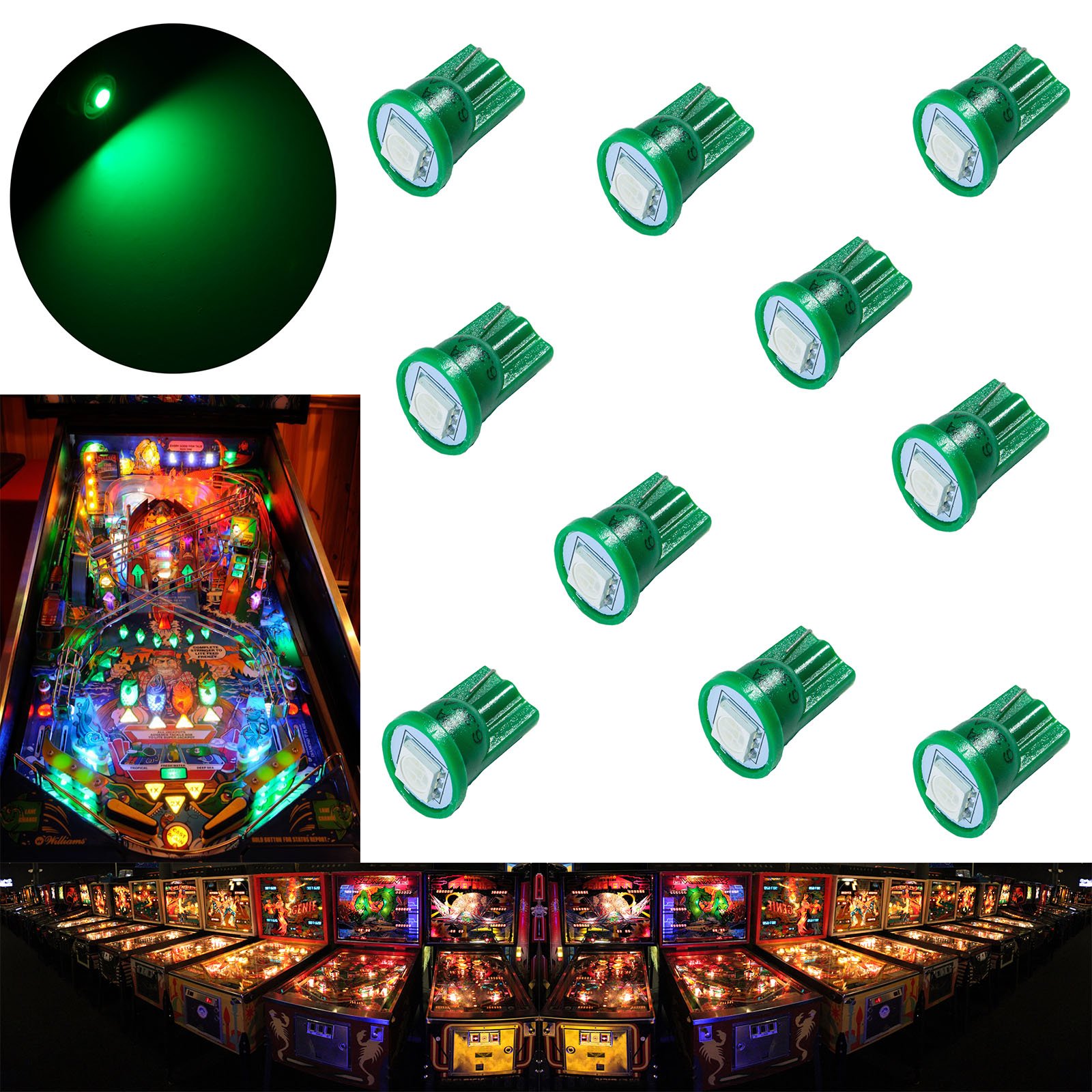 Lot De 10 Ampoules LED #555 T10 1SMD Bleues 6,3V Pour Flipper Et Jeux D'Arcade