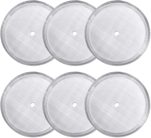 6 Pack French Press Replacement Filter Screen,Reusable Stainless Steel Mesh Filters for Universal 1000 ml / 34 oz / 8 Cup French Press Coffee Makers