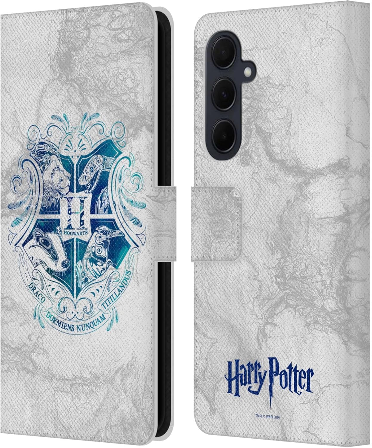 Head Case Designs Officially Licensed Harry Potter Hogwarts Aguamenti Deathly Hallows IX Leather Wallet Case Compatible with Samsung Galaxy A35 5G