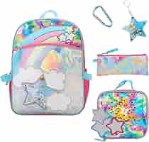 Amazon.com: Bioworld Rainbow And Stars 16 5-Piece Backpack